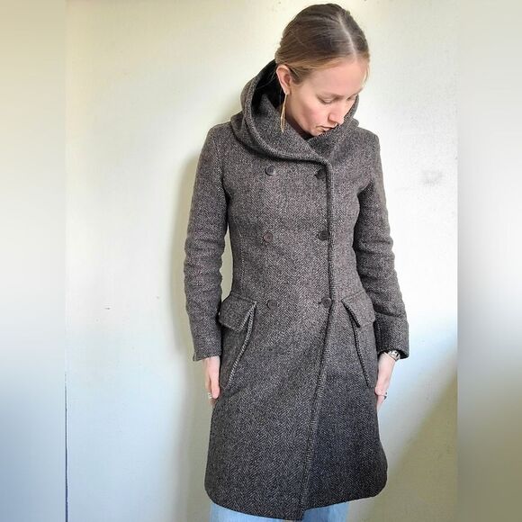 The Elvish Hooded Wool Double Breasted Trench Coat by m0851 S - Picture 7 of 16